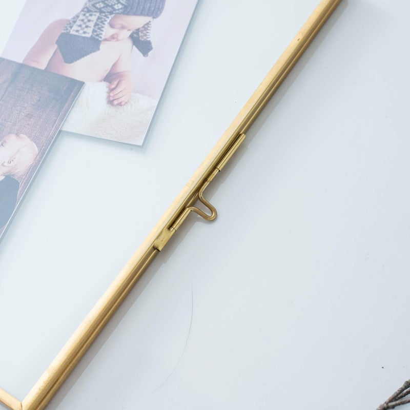 Levilan Double Picture Frames Gold Double Pictures Frame with Pressed Glass Photo Frame, Brass (5 x 7â€) - Image 4